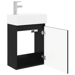 Meuble de salle de bain avec robinet Noir 45,5 x 22,5 x 84 cm 634446634446