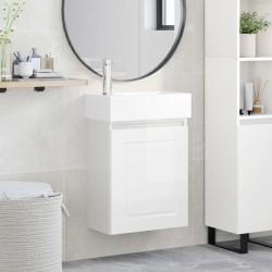Meuble de salle de bain avec robinet Blanc brillant 634452634452