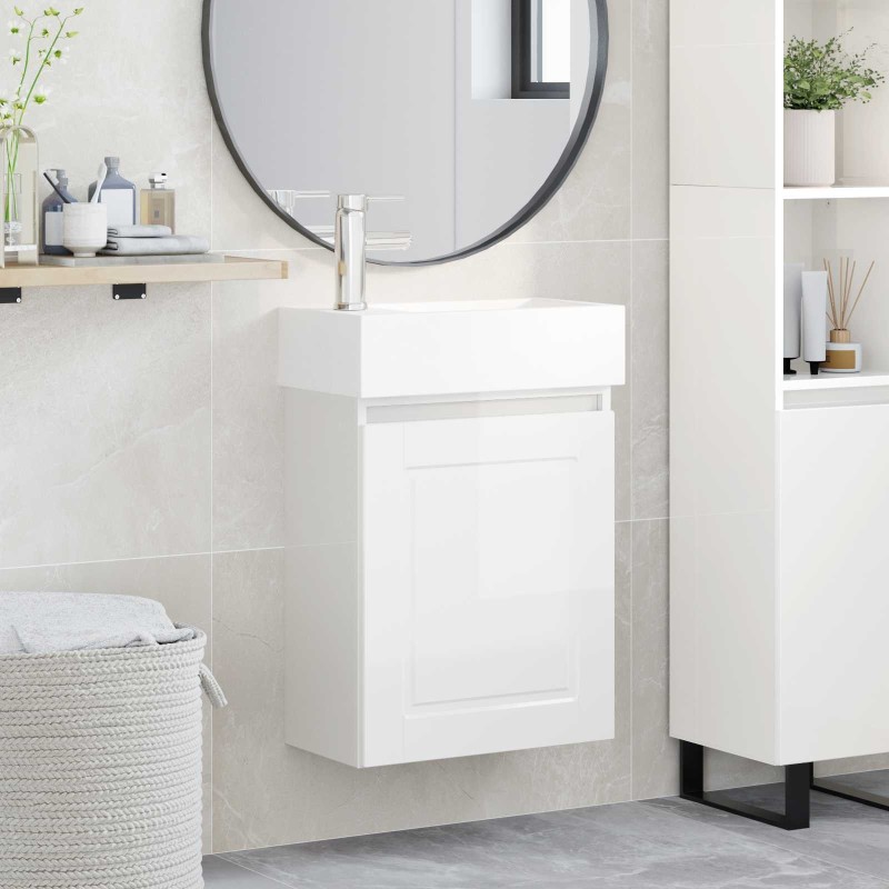 Meuble de salle de bain avec robinet Blanc brillant 634452634452