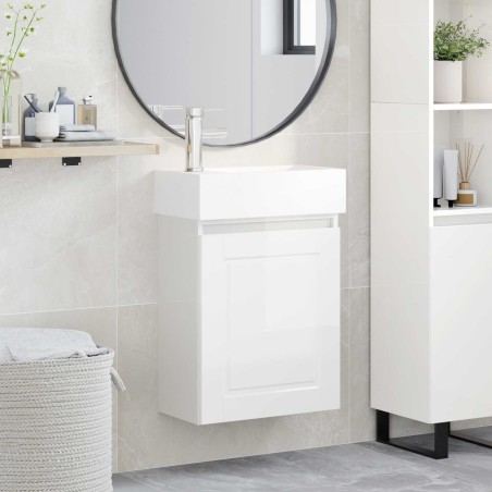 Meuble de salle de bain avec robinet Blanc brillant 634452634452