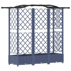 Lit Élevé avec Treillis et Toit Gris 163 x 40 x 123 cm PP 634457634457