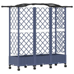 Lit Élevé avec Treillis et Toit Gris 163 x 40 x 129 cm PP 634458634458