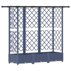 Lit Élevé avec Treillis et Toit Gris 164 x 40 x 121 cm PP 634459634459