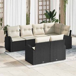 Ensemble de canapé de jardin 7 pcs Noir et Blanc polyrotin 634462634462