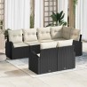 Ensemble de canapé de jardin 7 pcs Noir et Blanc polyrotin 634462634462