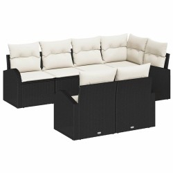 Ensemble de canapé de jardin 7 pcs Noir et Blanc polyrotin 634462634462