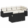 Ensemble de canapé de jardin 7 pcs Noir et Blanc polyrotin 634462634462