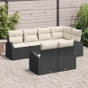 Ensemble de canapé de jardin 7 pcs Noir et Blanc polyrotin 634462634462