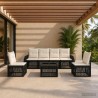 Ensemble de canapé de jardin 7 pcs Noir et blanc crème 634463634463