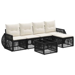 Ensemble de canapé de jardin 6 pcs Noir et blanc crème 634464634464