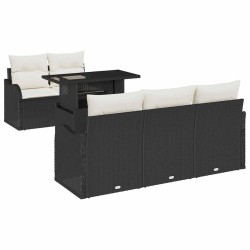 Ensemble de canapé de jardin 6 pcs Noir Poly Rattan 634469634469