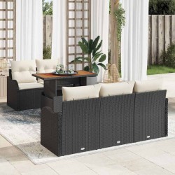 Ensemble de canapé de jardin 6 pcs Noir Poly rotin 634471634471