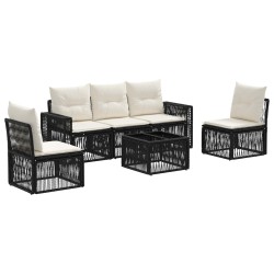 Ensemble de canapé de jardin 6 pcs Noir et blanc crème 634472634472