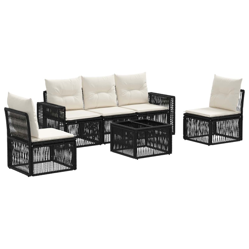 Ensemble de canapé de jardin 6 pcs Noir et blanc crème 634472634472