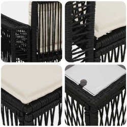 Ensemble de canapé de jardin 6 pcs Noir et blanc crème 634472634472