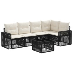 Ensemble de canapé de jardin 6 pcs Noir et blanc crème 634473634473