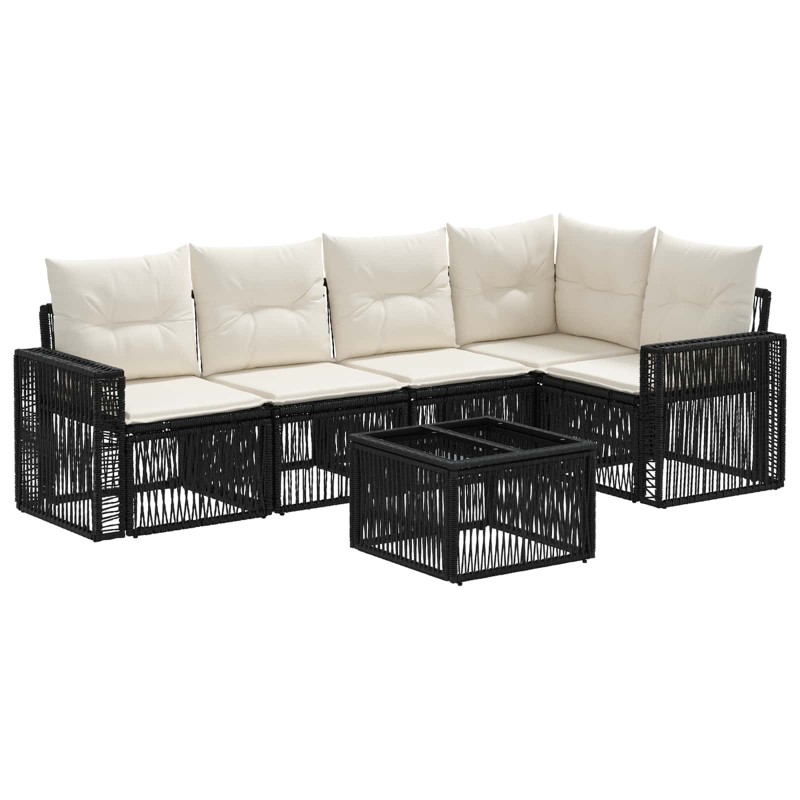 Ensemble de canapé de jardin 6 pcs Noir et blanc crème 634473634473