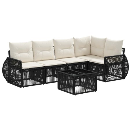 Ensemble de canapé de jardin 6 pcs Noir et blanc crème 634479634479