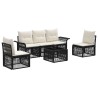 Ensemble de canapé de jardin 6 pcs Noir polyrotin 634480634480