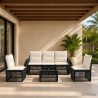 Ensemble de canapé de jardin 6 pcs Noir et blanc crème 634483634483