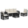 Ensemble de canapé de jardin 6 pcs Noir et blanc crème 634483634483