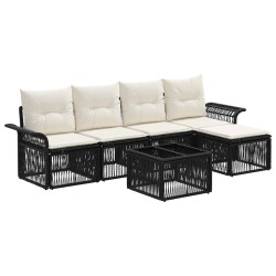 Ensemble de canapé de jardin 6 pcs Noir polyrotin 634484634484