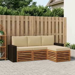 Ensemble de canapés d'extérieur 4 pcs Naturel et Beige 634487634487