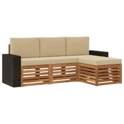 Ensemble de canapés d'extérieur 4 pcs Naturel et Beige 634487634487