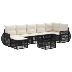 Ensemble de canapé de jardin 8 pcs Noir et blanc crème 634488634488