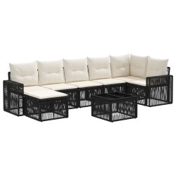 Ensemble de canapé de jardin 8 pcs Noir et blanc crème 634489634489