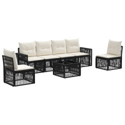 Ensemble de canapé de jardin 7 pcs Noir et blanc crème 634491634491