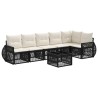Ensemble de canapé de jardin 7 pcs Noir et blanc crème 634492634492