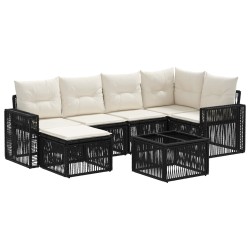 Ensemble de canapé de jardin 7 pcs Noir et blanc crème 634493634493