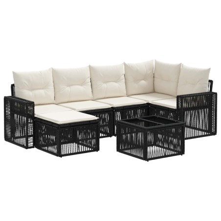 Ensemble de canapé de jardin 7 pcs Noir et blanc crème 634493634493