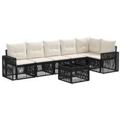 Ensemble de canapé de jardin 7 pcs Noir et blanc crème 634494634494