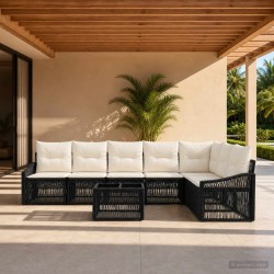 Ensemble de canapé de jardin 8 pcs Noir polyrotin 634496634496