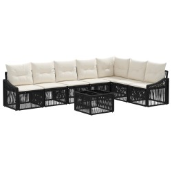 Ensemble de canapé de jardin 8 pcs Noir polyrotin 634496634496