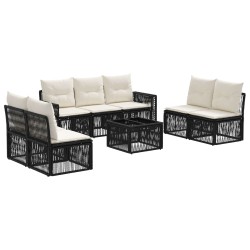 Ensemble de canapé de jardin 8 pcs Noir et blanc crème 634498634498