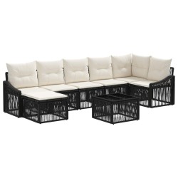 Ensemble de canapé de jardin 8 pcs Noir polyrotin 634499634499