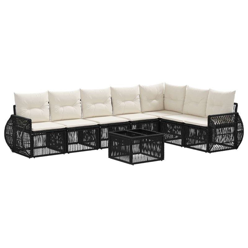 Ensemble de canapé de jardin 8 pcs Noir et blanc crème 634500634500
