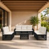 Ensemble de canapé de jardin 8 pcs Noir et blanc crème 634501634501