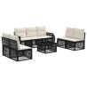Ensemble de canapé de jardin 8 pcs Noir et blanc crème 634501634501