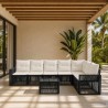 Ensemble de canapé de jardin 8 pcs Noir et blanc crème 634502634502