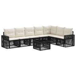 Ensemble de canapé de jardin 8 pcs Noir et blanc crème 634502634502