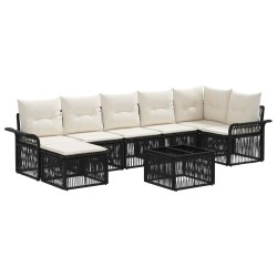 Ensemble de canapé de jardin 8 pcs Noir polyrotin 634503634503