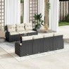 Ensemble de canapé de jardin 8 pcs Noir et Crème polyrotin 634504634504