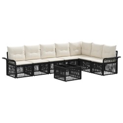 Ensemble de canapé de jardin 8 pcs Noir polyrotin 634505634505