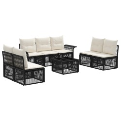 Ensemble de canapé de jardin 8 pcs Noir polyrotin 634507634507