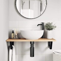 Étagère de vasque murale acier et bois massif d'acacia 634518634518