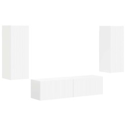 Ensemble meuble TV Montage mural 2 pcs Blanc Bois d'ingénierie 634519634519